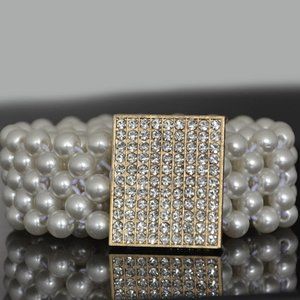 Formal Princess Pearl Diamond Crystal Belt Bridal Wedding Waistband